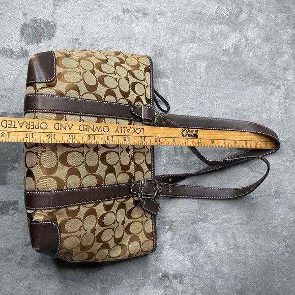 Coach Signature 6042 Canvas Leather Tote Bag Brown Used - Picture 8 of 12